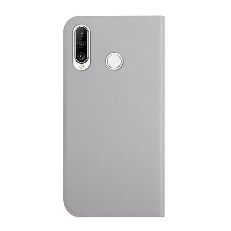 For Huawei P30 Lite 3-Folding Ultrathin Skin Feel Magnetic Solid Color Horizontal Flip Leather Case with Holder