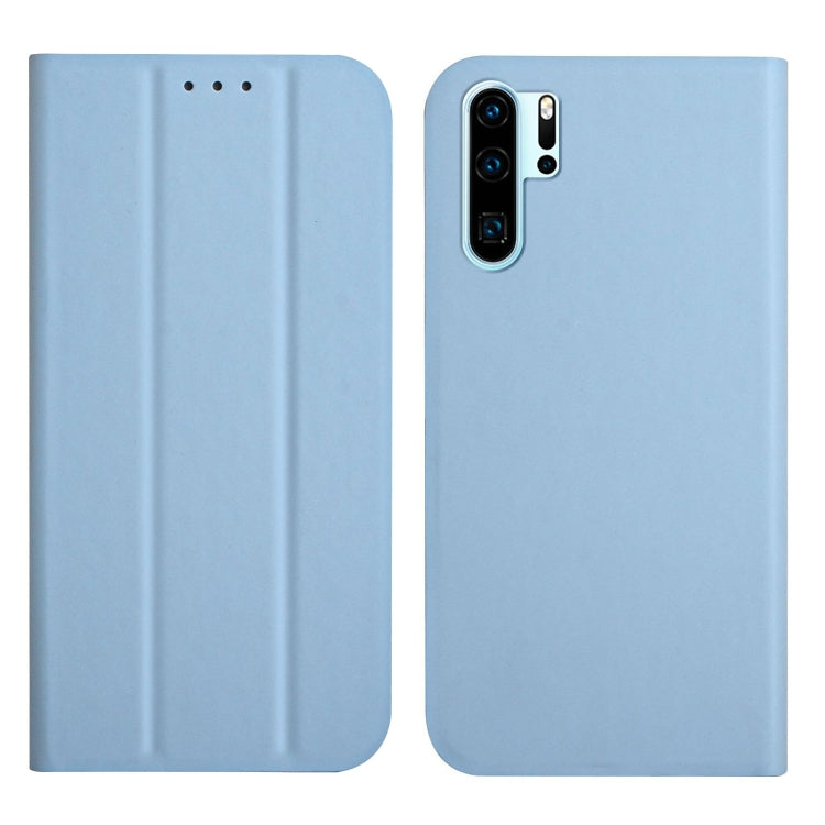 For Huawei P30 Pro 3-Folding Ultrathin Skin Feel Magnetic Solid Color Horizontal Flip Leather Case with Holder
