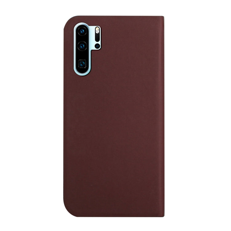 For Huawei P30 Pro 3-Folding Ultrathin Skin Feel Magnetic Solid Color Horizontal Flip Leather Case with Holder