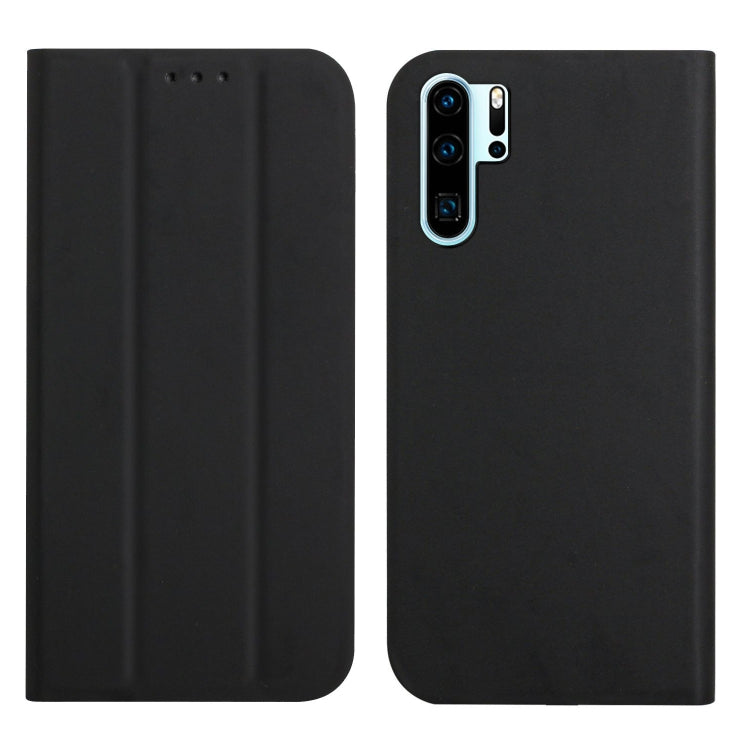For Huawei P30 Pro 3-Folding Ultrathin Skin Feel Magnetic Solid Color Horizontal Flip Leather Case with Holder