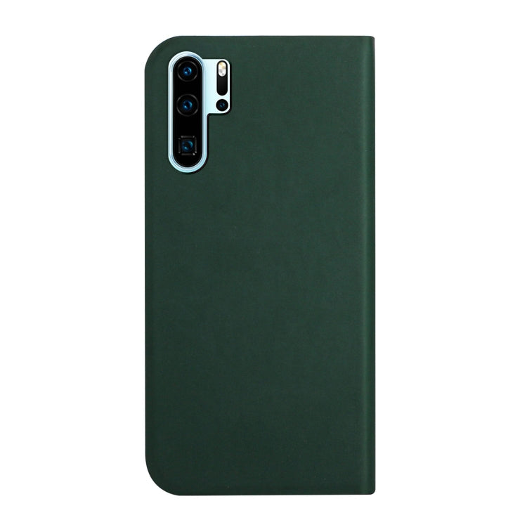 For Huawei P30 Pro 3-Folding Ultrathin Skin Feel Magnetic Solid Color Horizontal Flip Leather Case with Holder