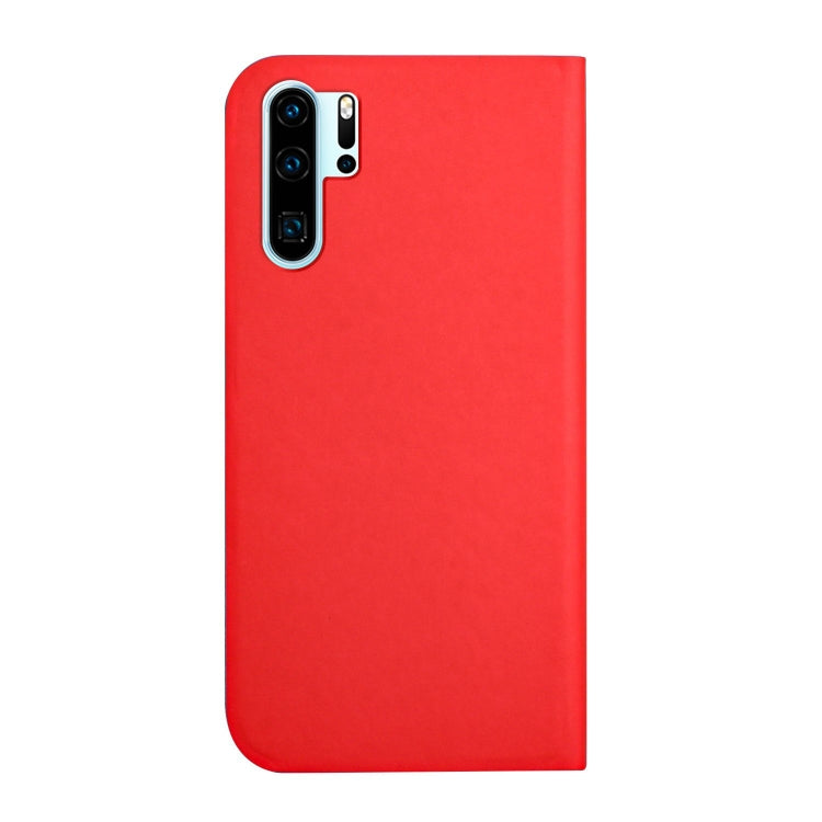 For Huawei P30 Pro 3-Folding Ultrathin Skin Feel Magnetic Solid Color Horizontal Flip Leather Case with Holder