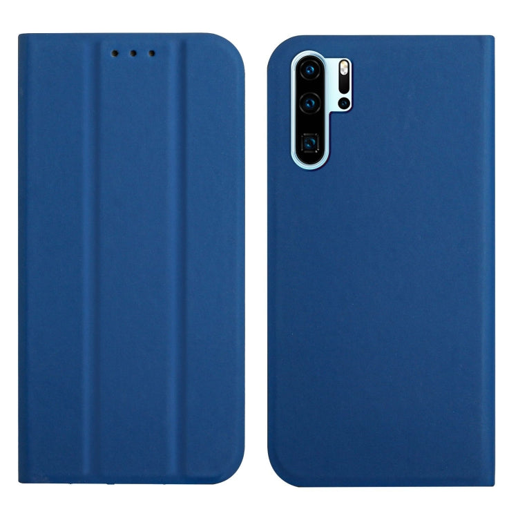 For Huawei P30 Pro 3-Folding Ultrathin Skin Feel Magnetic Solid Color Horizontal Flip Leather Case with Holder