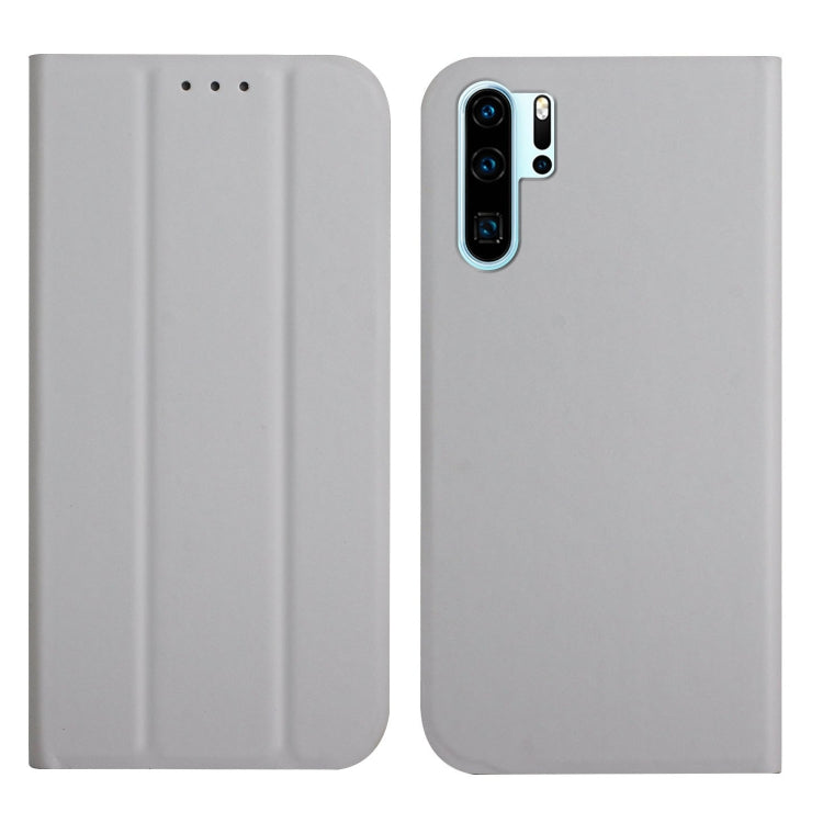 For Huawei P30 Pro 3-Folding Ultrathin Skin Feel Magnetic Solid Color Horizontal Flip Leather Case with Holder