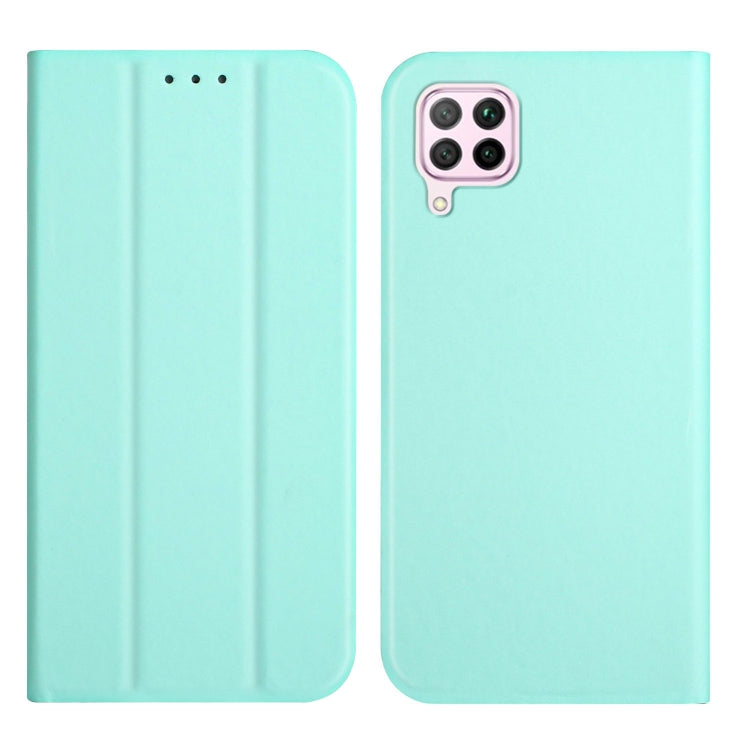 For Huawei P40 Lite 3-Folding Ultrathin Skin Feel Magnetic Solid Color Horizontal Flip Leather Case with Holder