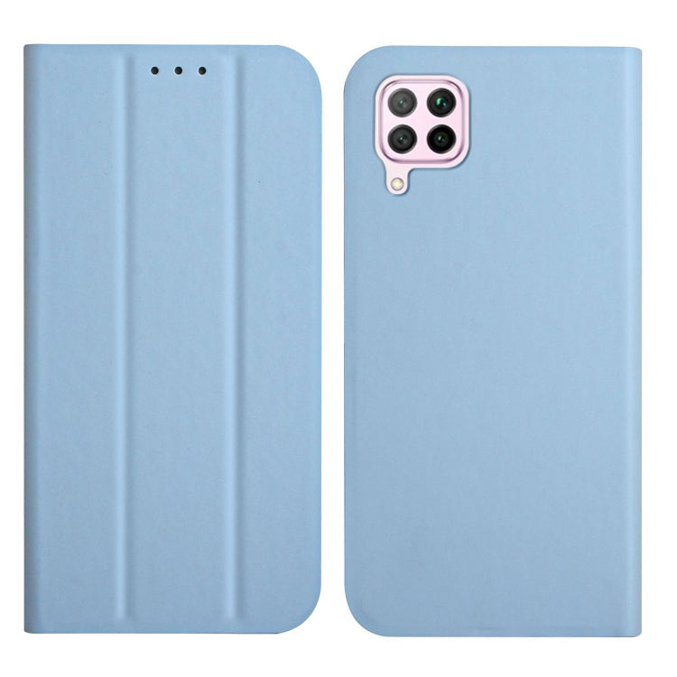 For Huawei P40 Lite 3-Folding Ultrathin Skin Feel Magnetic Solid Color Horizontal Flip Leather Case with Holder