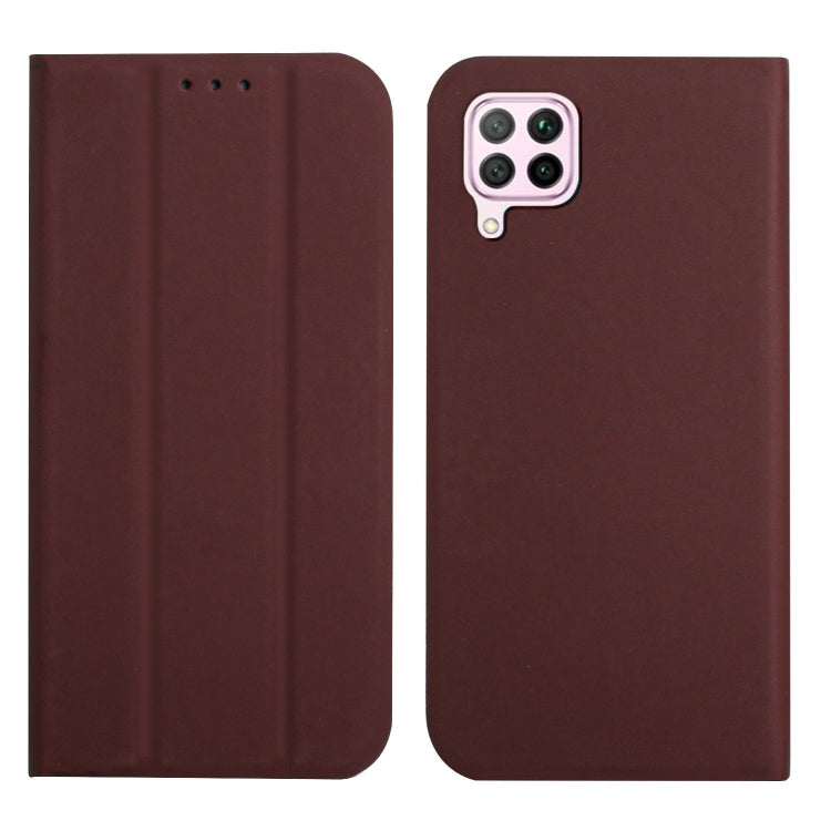 For Huawei P40 Lite 3-Folding Ultrathin Skin Feel Magnetic Solid Color Horizontal Flip Leather Case with Holder
