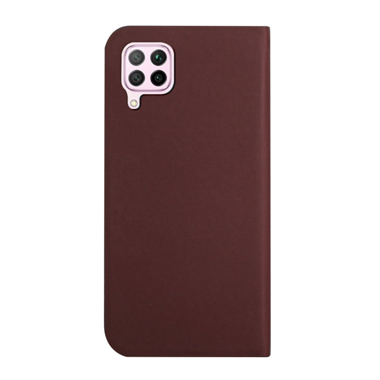 For Huawei P40 Lite 3-Folding Ultrathin Skin Feel Magnetic Solid Color Horizontal Flip Leather Case with Holder