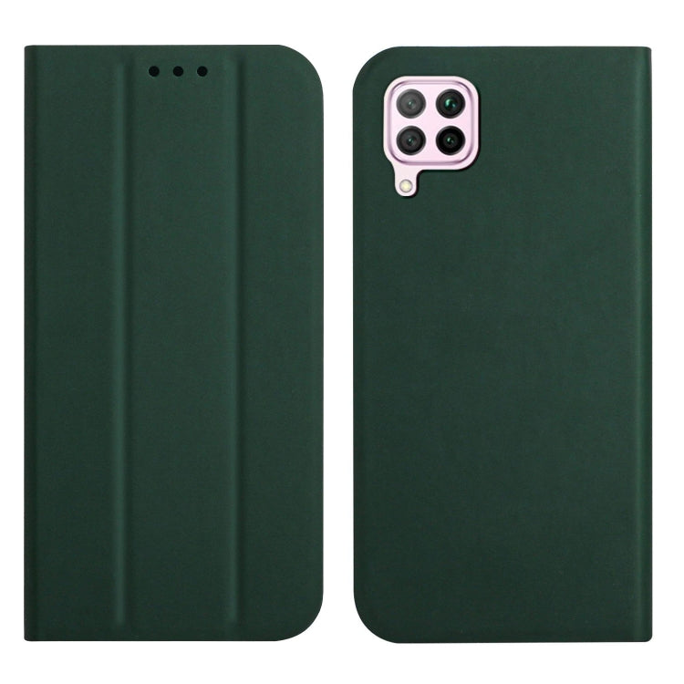 For Huawei P40 Lite 3-Folding Ultrathin Skin Feel Magnetic Solid Color Horizontal Flip Leather Case with Holder