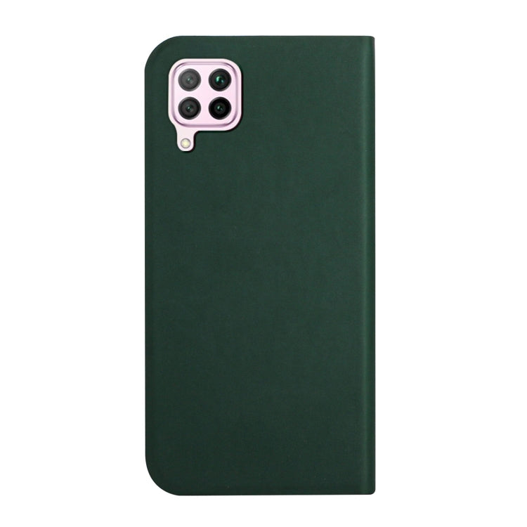 For Huawei P40 Lite 3-Folding Ultrathin Skin Feel Magnetic Solid Color Horizontal Flip Leather Case with Holder