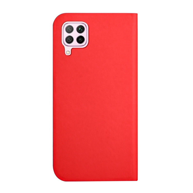 For Huawei P40 Lite 3-Folding Ultrathin Skin Feel Magnetic Solid Color Horizontal Flip Leather Case with Holder