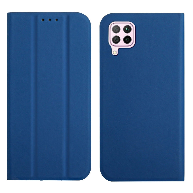 For Huawei P40 Lite 3-Folding Ultrathin Skin Feel Magnetic Solid Color Horizontal Flip Leather Case with Holder