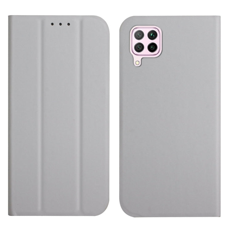 For Huawei P40 Lite 3-Folding Ultrathin Skin Feel Magnetic Solid Color Horizontal Flip Leather Case with Holder