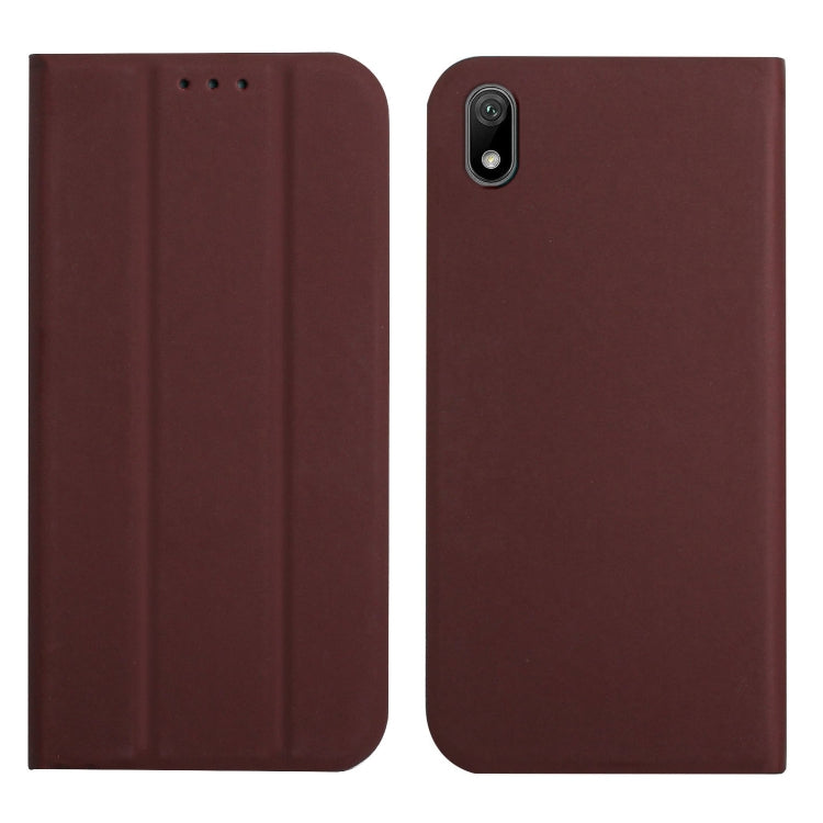 For Huawei Y5 2019 3-Folding Ultrathin Skin Feel Magnetic Solid Color Horizontal Flip Leather Case with Holder