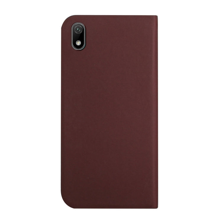 For Huawei Y5 2019 3-Folding Ultrathin Skin Feel Magnetic Solid Color Horizontal Flip Leather Case with Holder