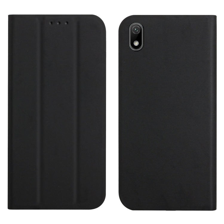 For Huawei Y5 2019 3-Folding Ultrathin Skin Feel Magnetic Solid Color Horizontal Flip Leather Case with Holder