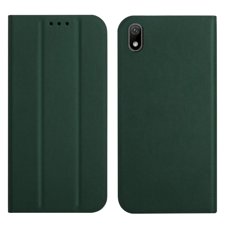For Huawei Y5 2019 3-Folding Ultrathin Skin Feel Magnetic Solid Color Horizontal Flip Leather Case with Holder