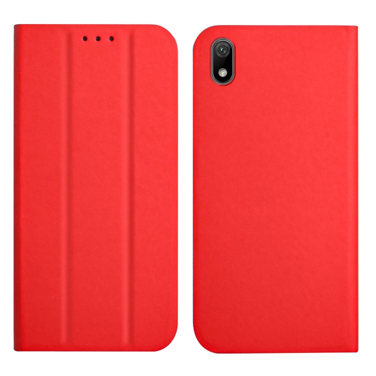 For Huawei Y5 2019 3-Folding Ultrathin Skin Feel Magnetic Solid Color Horizontal Flip Leather Case with Holder