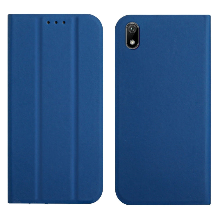 For Huawei Y5 2019 3-Folding Ultrathin Skin Feel Magnetic Solid Color Horizontal Flip Leather Case with Holder