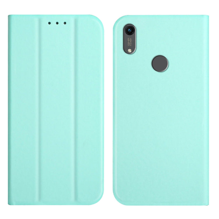 For Huawei Y6 2019 3-Folding Ultrathin Skin Feel Magnetic Solid Color Horizontal Flip Leather Case with Holder