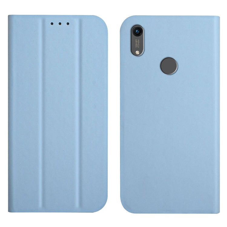 For Huawei Y6 2019 3-Folding Ultrathin Skin Feel Magnetic Solid Color Horizontal Flip Leather Case with Holder