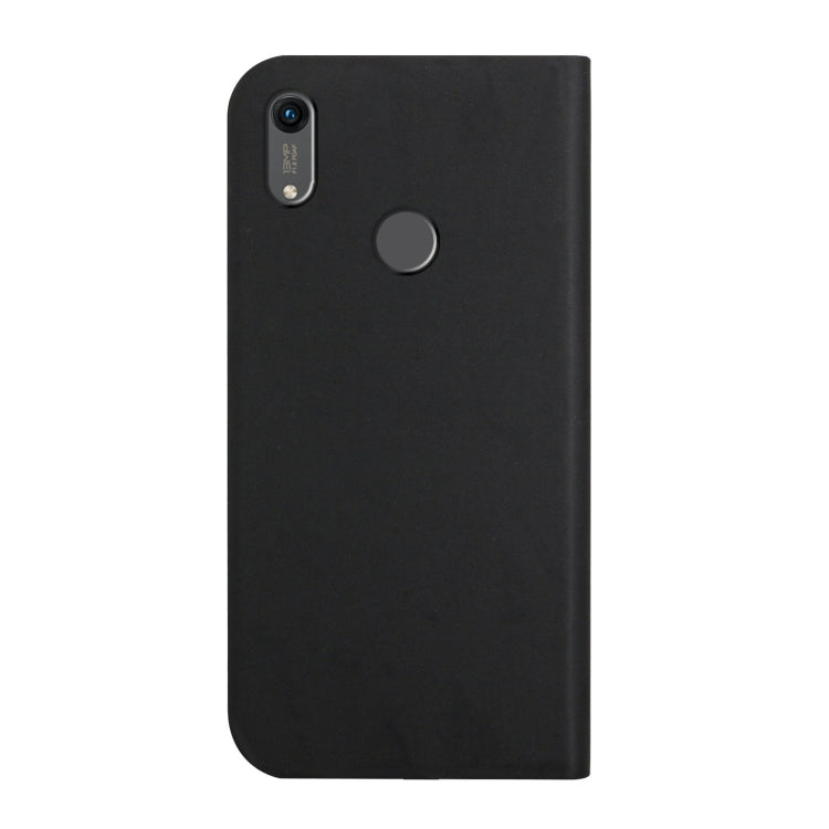 For Huawei Y6 2019 3-Folding Ultrathin Skin Feel Magnetic Solid Color Horizontal Flip Leather Case with Holder