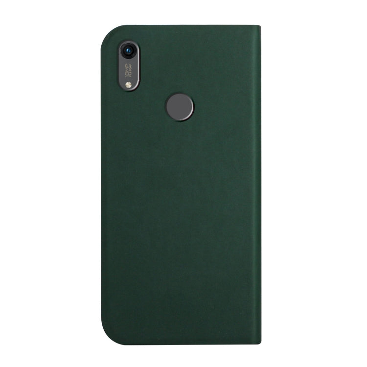For Huawei Y6 2019 3-Folding Ultrathin Skin Feel Magnetic Solid Color Horizontal Flip Leather Case with Holder