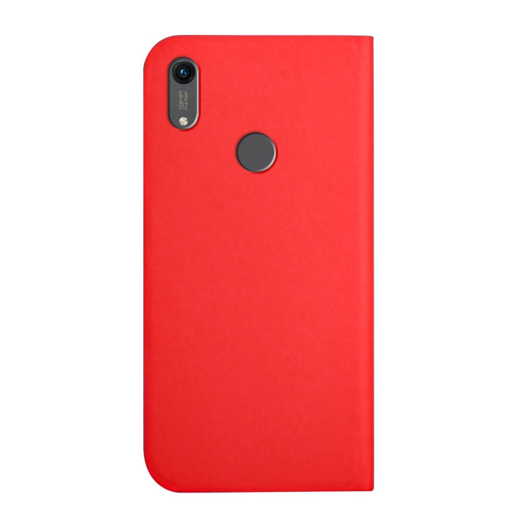 For Huawei Y6 2019 3-Folding Ultrathin Skin Feel Magnetic Solid Color Horizontal Flip Leather Case with Holder