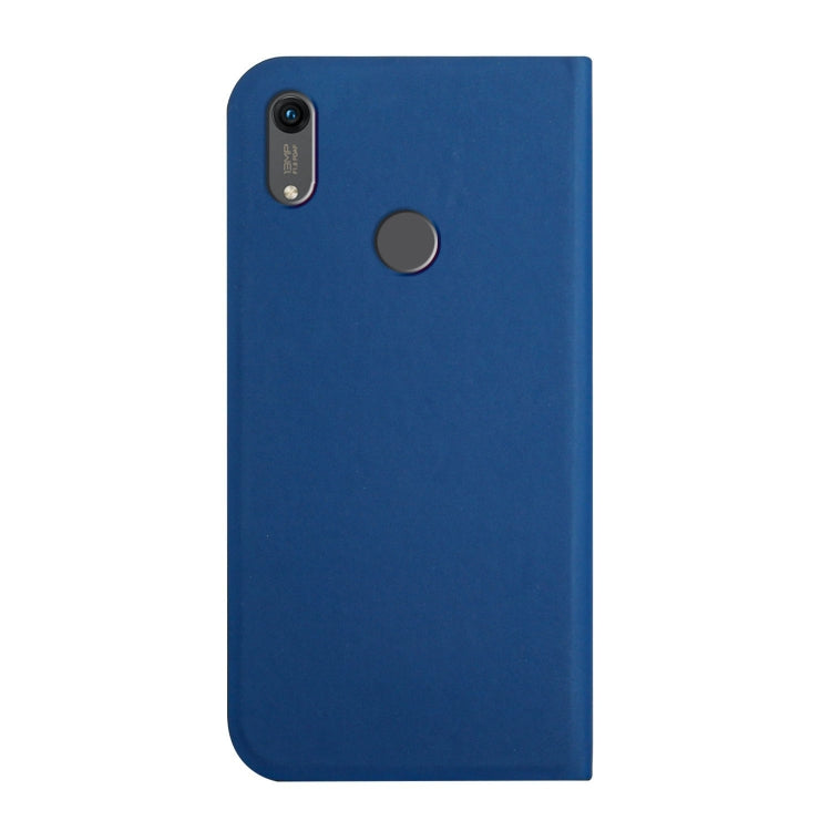 For Huawei Y6 2019 3-Folding Ultrathin Skin Feel Magnetic Solid Color Horizontal Flip Leather Case with Holder