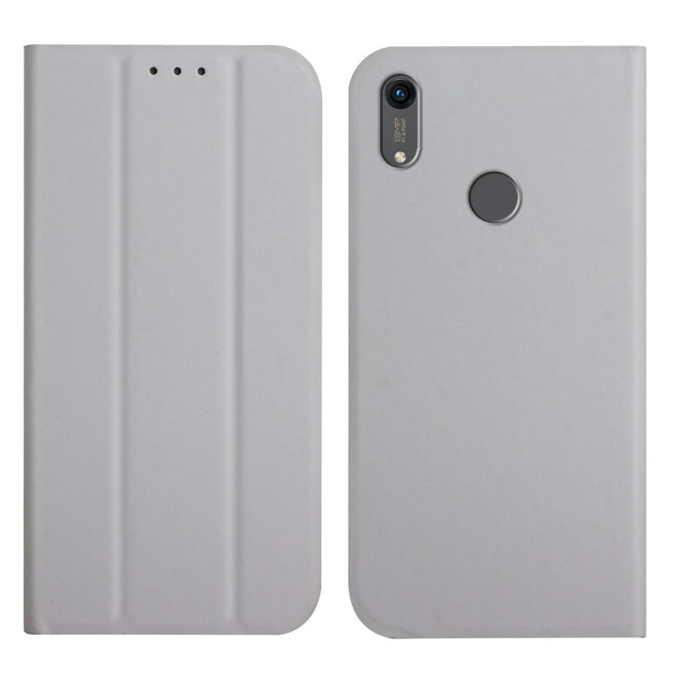 For Huawei Y6 2019 3-Folding Ultrathin Skin Feel Magnetic Solid Color Horizontal Flip Leather Case with Holder