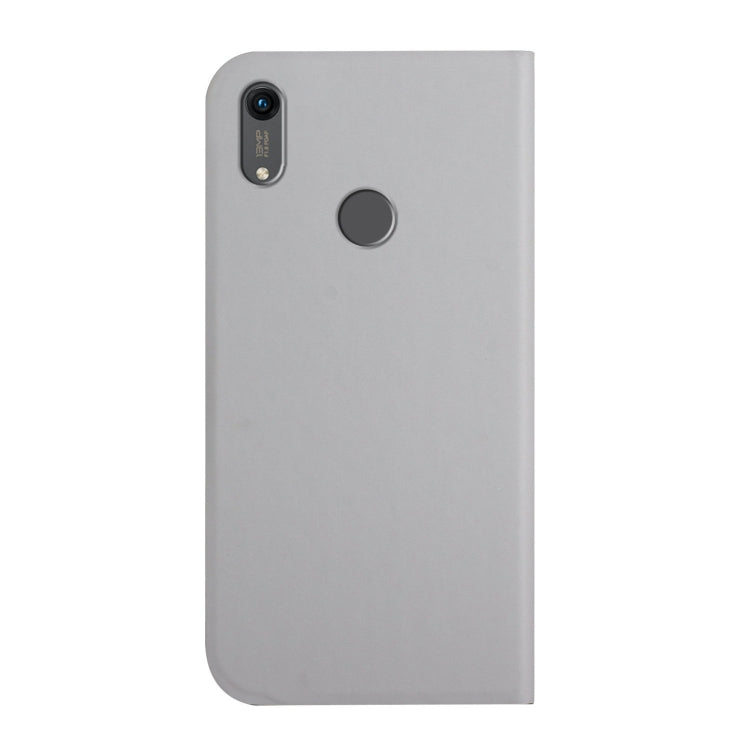 For Huawei Y6 2019 3-Folding Ultrathin Skin Feel Magnetic Solid Color Horizontal Flip Leather Case with Holder
