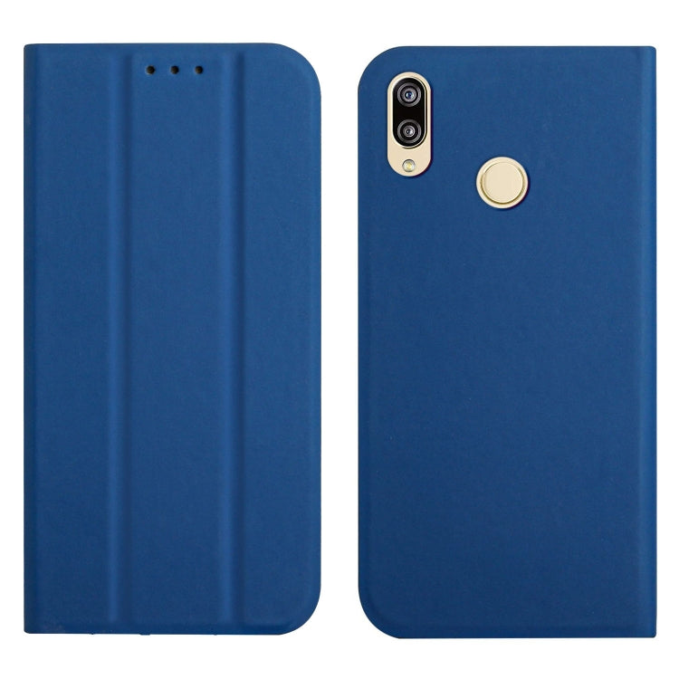 For Huawei Y7 2019 3-Folding Ultrathin Skin Feel Magnetic Solid Color Horizontal Flip Leather Case with Holder