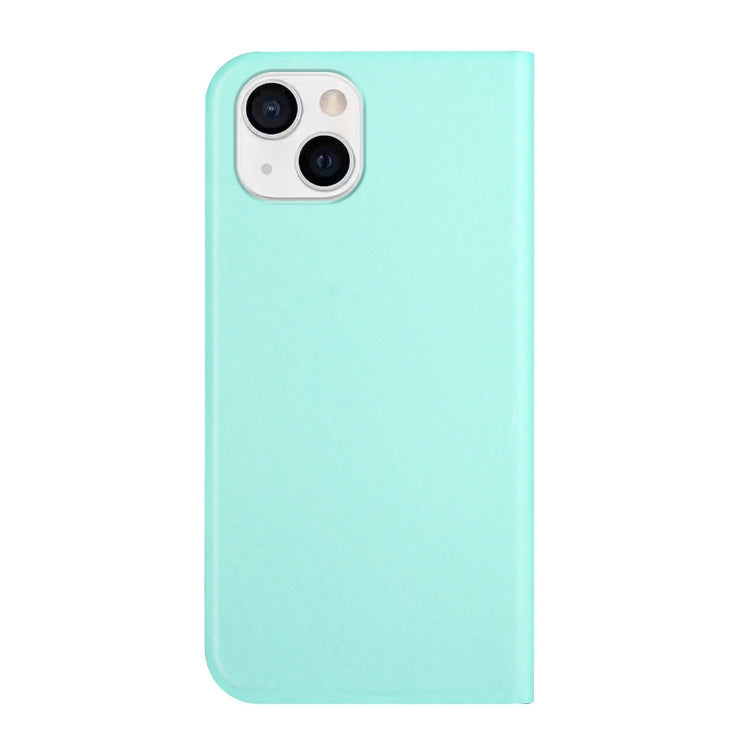 For iPhone 13 3-Folding Ultrathin Skin Feel Magnetic Solid Color Horizontal Flip Leather Case with Holder