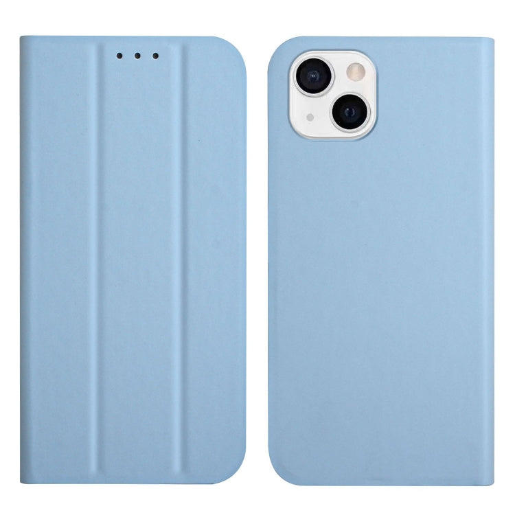For iPhone 13 3-Folding Ultrathin Skin Feel Magnetic Solid Color Horizontal Flip Leather Case with Holder