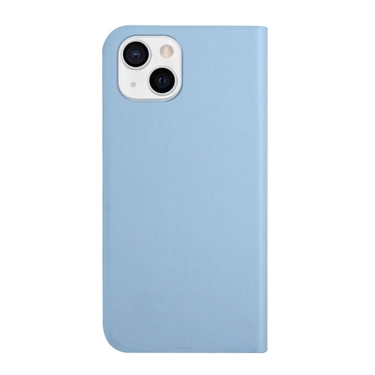 For iPhone 13 3-Folding Ultrathin Skin Feel Magnetic Solid Color Horizontal Flip Leather Case with Holder
