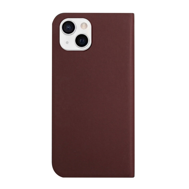 For iPhone 13 3-Folding Ultrathin Skin Feel Magnetic Solid Color Horizontal Flip Leather Case with Holder