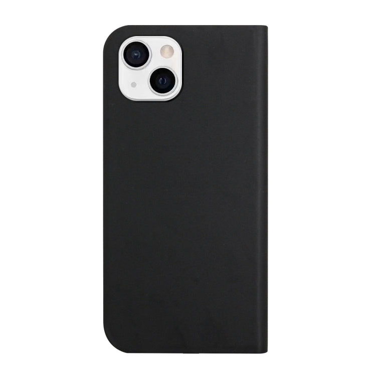 For iPhone 13 3-Folding Ultrathin Skin Feel Magnetic Solid Color Horizontal Flip Leather Case with Holder