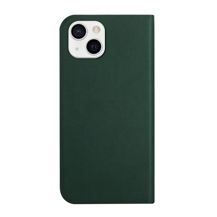 For iPhone 13 3-Folding Ultrathin Skin Feel Magnetic Solid Color Horizontal Flip Leather Case with Holder