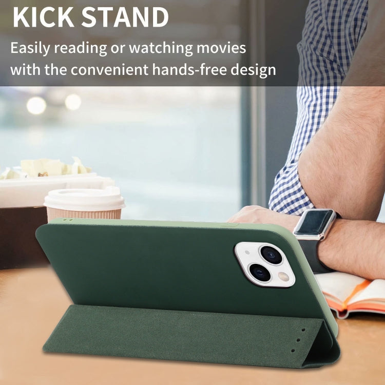 For iPhone 13 3-Folding Ultrathin Skin Feel Magnetic Solid Color Horizontal Flip Leather Case with Holder