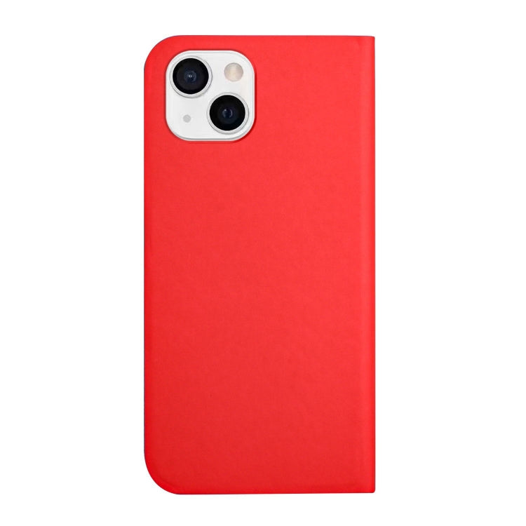For iPhone 13 3-Folding Ultrathin Skin Feel Magnetic Solid Color Horizontal Flip Leather Case with Holder