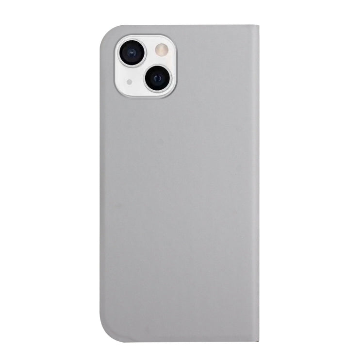 For iPhone 13 3-Folding Ultrathin Skin Feel Magnetic Solid Color Horizontal Flip Leather Case with Holder