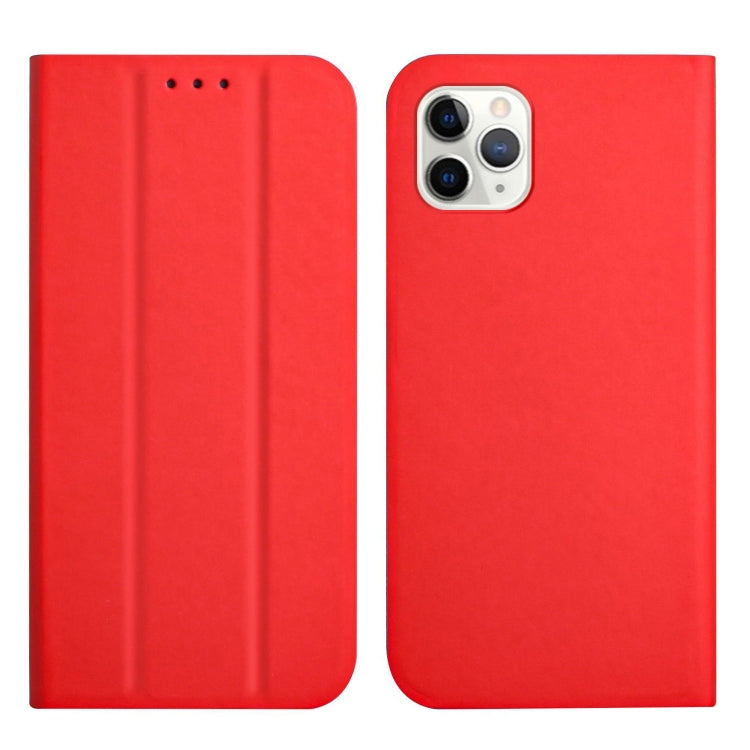 For iPhone 13 Pro 3-Folding Ultrathin Skin Feel Magnetic Solid Color Horizontal Flip Leather Case with Holder