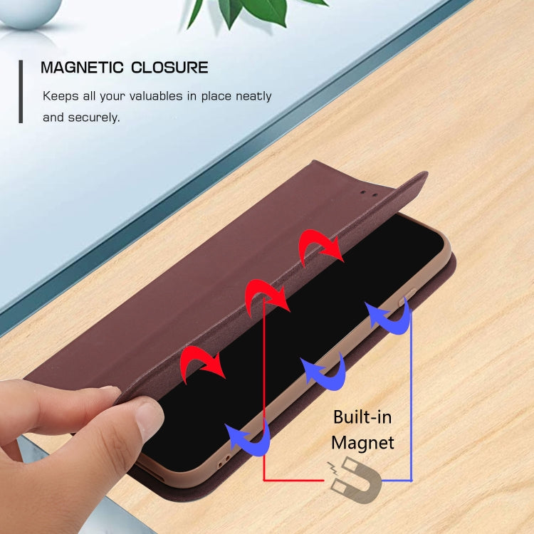 For iPhone 13 Pro Max 3-Folding Ultrathin Skin Feel Magnetic Solid Color Horizontal Flip Leather Case with Holder