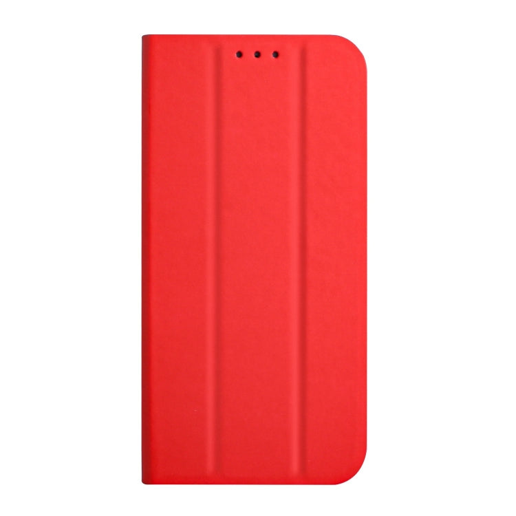 For iPhone 13 Pro Max 3-Folding Ultrathin Skin Feel Magnetic Solid Color Horizontal Flip Leather Case with Holder