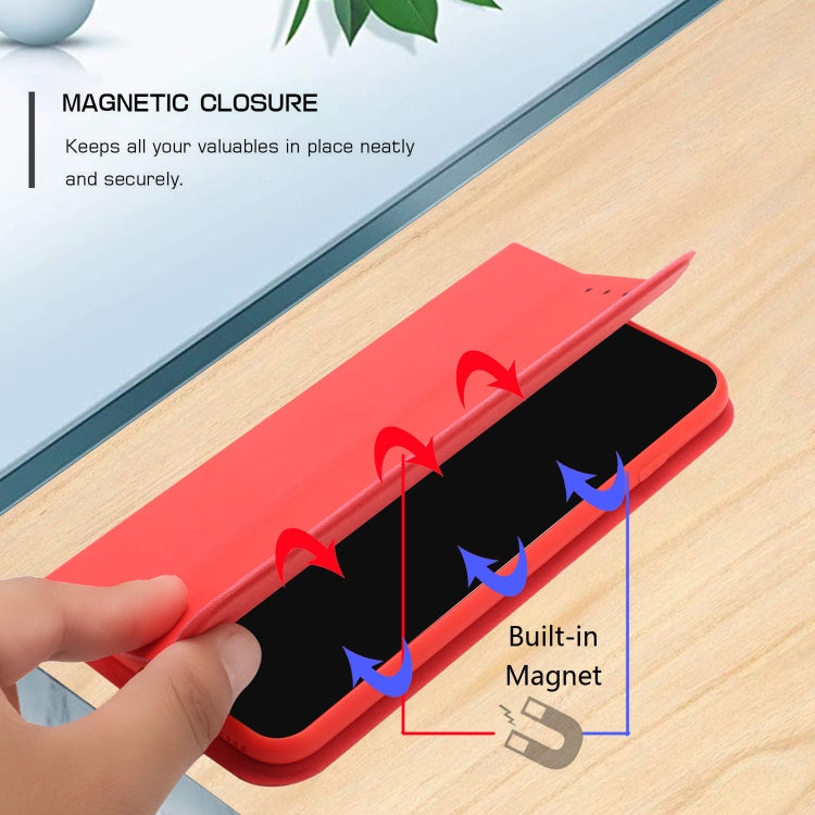 For iPhone 13 Pro Max 3-Folding Ultrathin Skin Feel Magnetic Solid Color Horizontal Flip Leather Case with Holder
