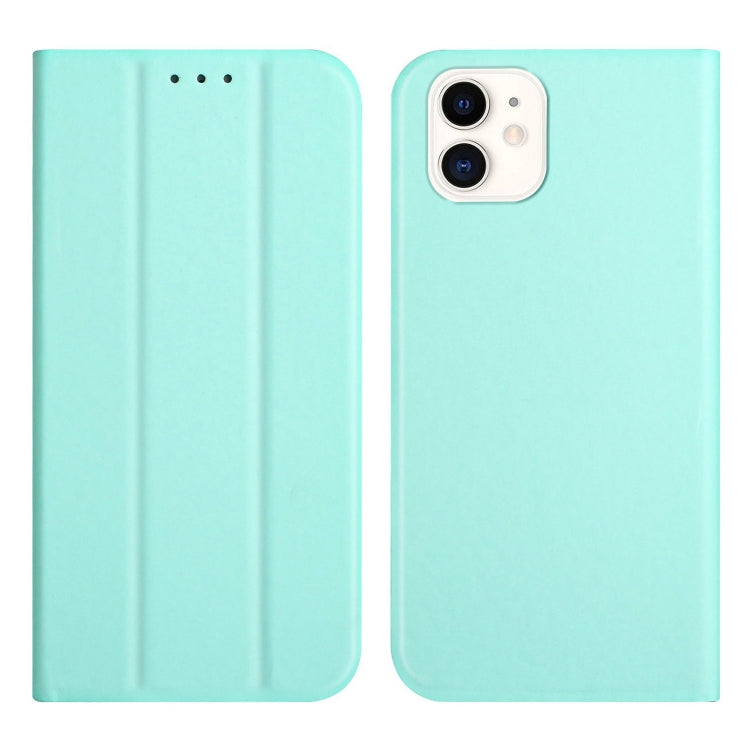 For iPhone 12 mini 3-Folding Ultrathin Skin Feel Magnetic Solid Color Horizontal Flip Leather Case with Holder