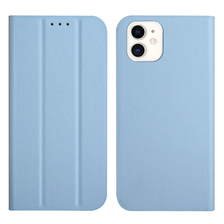For iPhone 12 mini 3-Folding Ultrathin Skin Feel Magnetic Solid Color Horizontal Flip Leather Case with Holder