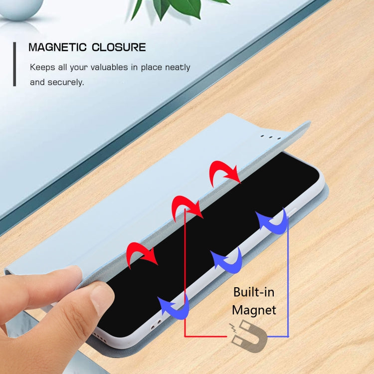 For iPhone 12 mini 3-Folding Ultrathin Skin Feel Magnetic Solid Color Horizontal Flip Leather Case with Holder