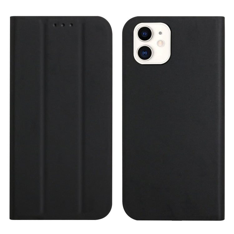 For iPhone 12 mini 3-Folding Ultrathin Skin Feel Magnetic Solid Color Horizontal Flip Leather Case with Holder