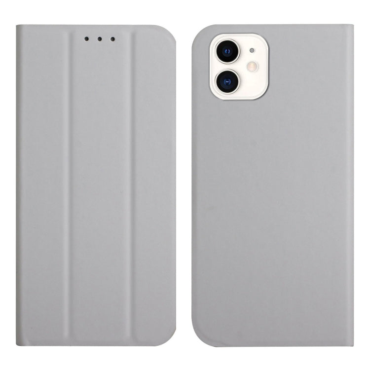 For iPhone 12 mini 3-Folding Ultrathin Skin Feel Magnetic Solid Color Horizontal Flip Leather Case with Holder